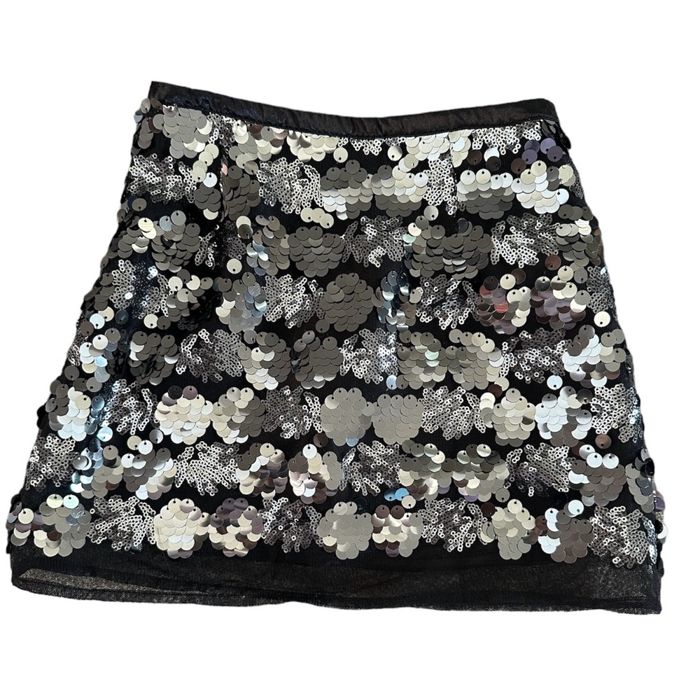 Girls Gunmetal/Black Sequins Mini Skirt